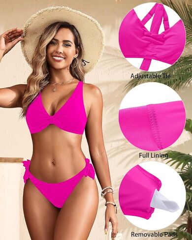 Aqua Eve Women Bikini Set - Two Piece Swimsuit Low Rise Bathing Suit Knot Tie Bikini in Saudi Arabia