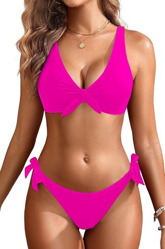 Aqua Eve Women Bikini Set - Two Piece Swimsuit Low Rise Bathing Suit Knot Tie Bikini in Saudi Arabia