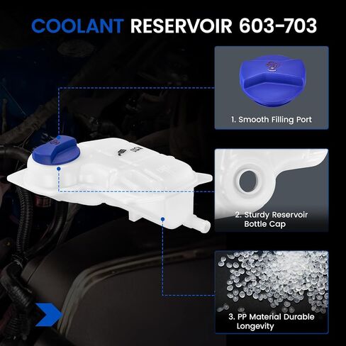 Engine Coolant Reservoir Tank 603-703 Compatible with Audi A4 A6 A4 Quattro A6 Quattro RS6 S4 1998-2004 Compatible with Volkswagen Passat 1998-2005 Replace 8D0121403L 3B0121321 Coolant in Saudi Arabia