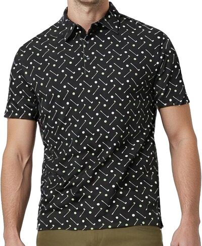 Golf Polos for Men, Moisture Wicking Dry Performance Mens Polo Shirts Short Sleeve Casual Printed Collared Summer in Saudi Arabia
