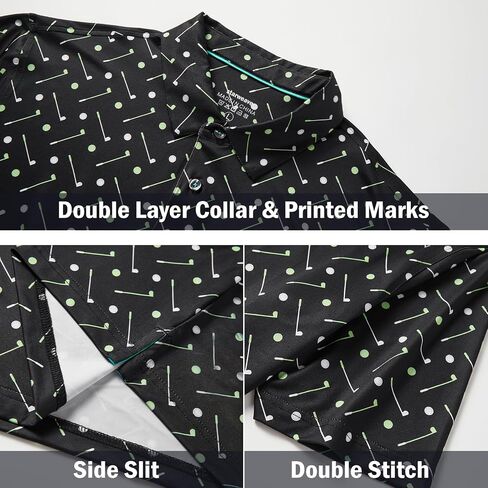 Golf Polos for Men, Moisture Wicking Dry Performance Mens Polo Shirts Short Sleeve Casual Printed Collared Summer in Saudi Arabia