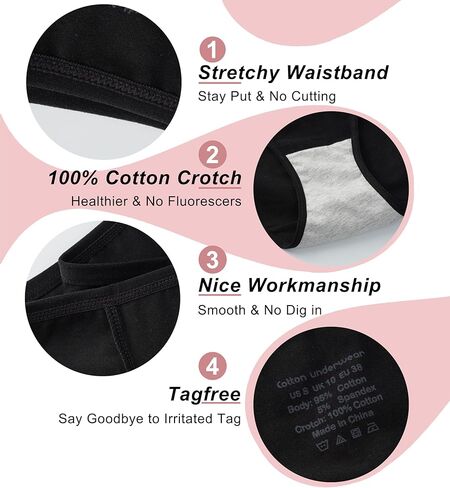 ملابس داخلية نسائية قطنية متوسطة الارتفاع محبو موسيقى الجاز ذات تغطية كاملة حزمة ملابس داخلية قابلة للتمدد in Kuwait