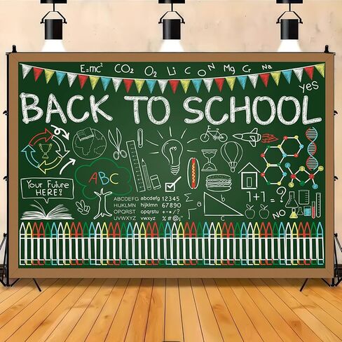 Back to School Photography Backdrops Handwritten Chalk Drawing Chalkboard Background for Teacher and Students Kids Party Decoration Banner Students Classroom Photo Background Supplies 7x5ft in Saudi Arabia