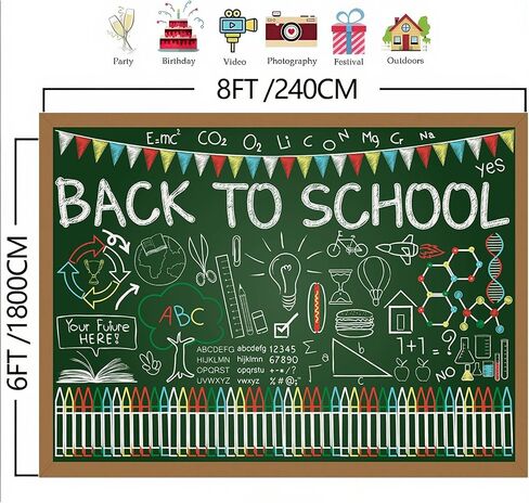 Back to School Photography Backdrops Handwritten Chalk Drawing Chalkboard Background for Teacher and Students Kids Party Decoration Banner Students Classroom Photo Background Supplies 7x5ft in Saudi Arabia