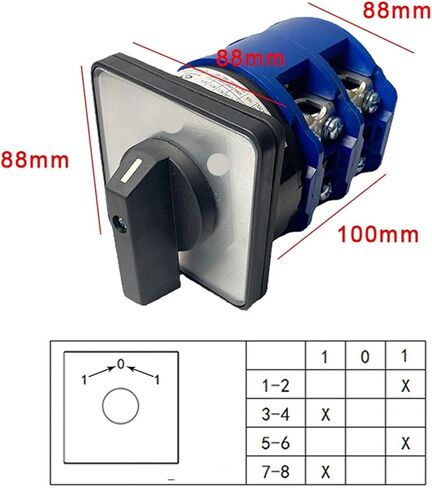 LW26-160A مفتاح CAM دوار اثنين من أعمدة 8 محطات ثنائية التحكم في الطاقة متعددة الموضع 160A 690V الفضة الاتصال YMW26-160/2 (0-1) in Kuwait