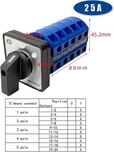 3 Position 5 Poles Levels 25A 690V Changeover Rotary Cam Rotary Switch Silver Contact Control Motor Interruptor LW26-25/5(102) in Saudi Arabia