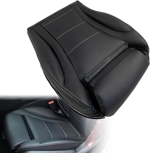 SecosAutoparts Black Front Driver Side Bottom Leather Seat Cover Compatible with Mercedes Benz C Class C250 C300 C350 C400 GLC300 GLC300e GLC350e 2015 2016 2017 2018 2019 2020 2021 in Saudi Arabia