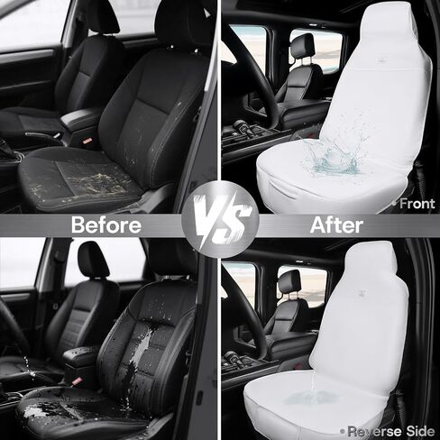 CAR PASS Leather & Towel Car Seat Cover Waterproof Sweat Car Seat Towel Cover, Universal Fit for Cars Truck SUV, Bucket Seat Protector for Dog Kids Gym Workout, 1 Pack, White in Saudi Arabia
