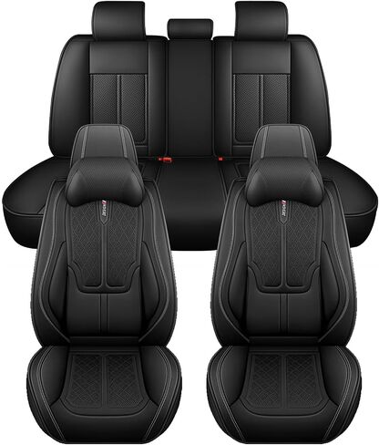 Car Seat Covers 5-Piece Premium for Mercedes-Benz A-Class 2019-2022 Waterproof Nappa Leather Seat Covers with Lumbar Support & Anti-Slip | Airbag Safe Design（Black-Deluxe） in Saudi Arabia