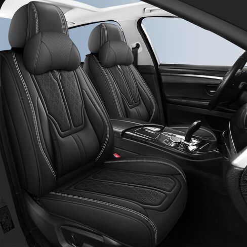 Car Seat Covers 5-Piece Premium for Mercedes-Benz A-Class 2019-2022 Waterproof Nappa Leather Seat Covers with Lumbar Support & Anti-Slip | Airbag Safe Design（Black-Deluxe） in Saudi Arabia