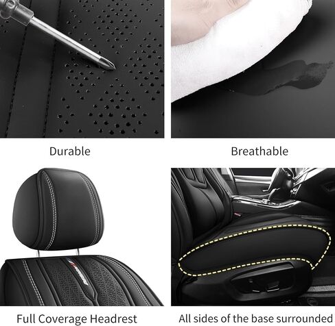Car Seat Covers 5-Piece Premium for Mercedes-Benz A-Class 2019-2022 Waterproof Nappa Leather Seat Covers with Lumbar Support & Anti-Slip | Airbag Safe Design（Black-Deluxe） in Saudi Arabia