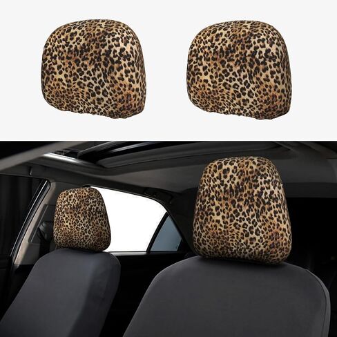 2 حزمة CHEETAH طباعة مقعد السيارة مسند رأس ، غطاء مقعد ناعم تغطية LEOPARD LEOPARD مسند رأس واقي Universal Univers in Kuwait
