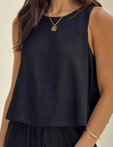 IDEALSANXUN Womens Linen Tank Tops Spring Summer Relaxed Fit Sleeveless Shirts in Saudi Arabia