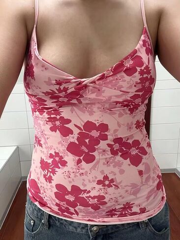 Emo Coquette اقتصاص أعلى الجرونج 2000s حزام السباغيتي حزام الشارع خمر Camisole y2k الفوتاه قمم in Kuwait