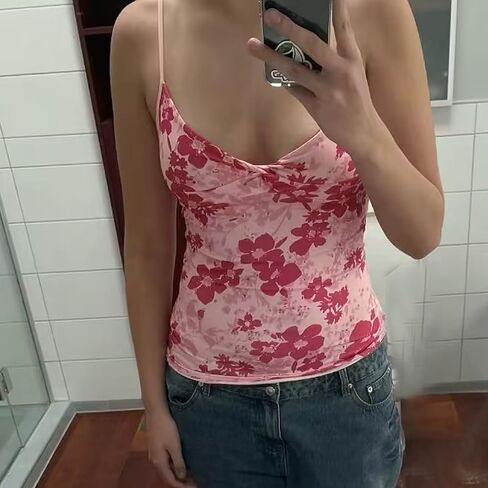 Emo Coquette اقتصاص أعلى الجرونج 2000s حزام السباغيتي حزام الشارع خمر Camisole y2k الفوتاه قمم in Kuwait