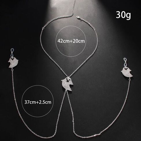 Rhinestone Ghost Nipple Noose Necklace Non Piercing Sexy Silver Bra Chain Jewelry With Nipple Clamp for Women Bikini in Saudi Arabia