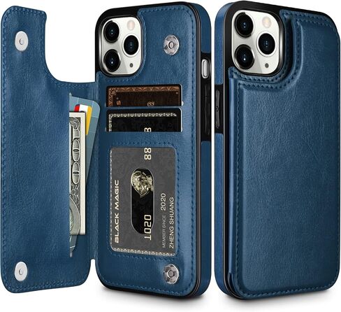 HianDier for iPhone 11 Pro Case with Card Holder Wallet Case for Women Men, PU Leather Kickstand Protective Case Magnetic Closure Shockproof Case Cover for iPhone 11 Pro Phone Case, Black in Saudi Arabia