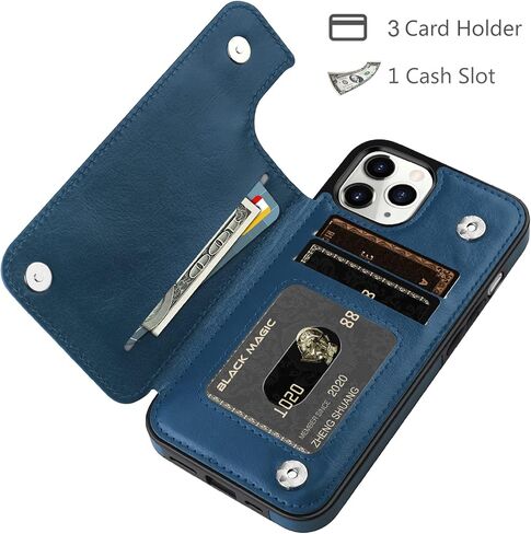 HianDier for iPhone 11 Pro Case with Card Holder Wallet Case for Women Men, PU Leather Kickstand Protective Case Magnetic Closure Shockproof Case Cover for iPhone 11 Pro Phone Case, Black in Saudi Arabia