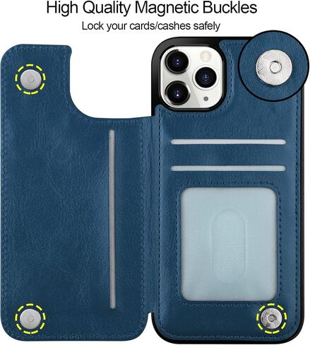 HianDier for iPhone 11 Pro Case with Card Holder Wallet Case for Women Men, PU Leather Kickstand Protective Case Magnetic Closure Shockproof Case Cover for iPhone 11 Pro Phone Case, Black in Saudi Arabia