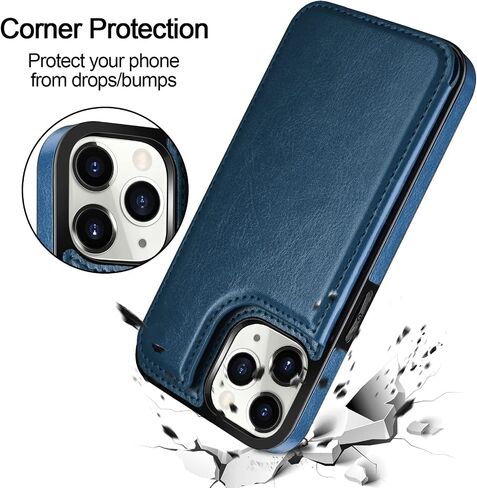 HianDier for iPhone 11 Pro Case with Card Holder Wallet Case for Women Men, PU Leather Kickstand Protective Case Magnetic Closure Shockproof Case Cover for iPhone 11 Pro Phone Case, Black in Saudi Arabia