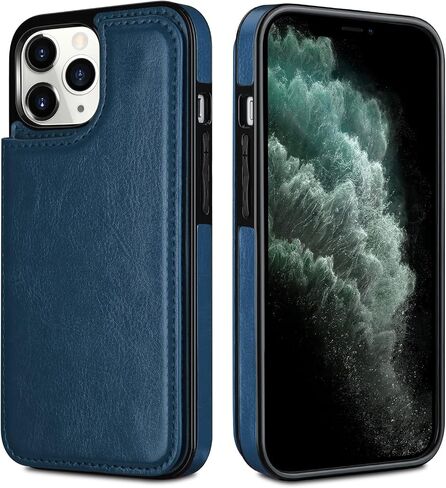 HianDier for iPhone 11 Pro Case with Card Holder Wallet Case for Women Men, PU Leather Kickstand Protective Case Magnetic Closure Shockproof Case Cover for iPhone 11 Pro Phone Case, Black in Saudi Arabia