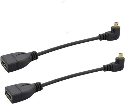 Seadream Angled Micro HDMI to HDMI Adapter Cable, 2Pack 6" 15CM 90 Degree Micro HDMI Right-Toward Left-Toward Male to HDMI Female Cable Adapter Connector (2pcs Each of Right and Left) in Kuwait