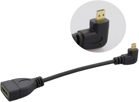 Seadream Angled Micro HDMI to HDMI Adapter Cable, 2Pack 6" 15CM 90 Degree Micro HDMI Right-Toward Left-Toward Male to HDMI Female Cable Adapter Connector (2pcs Each of Right and Left) in Kuwait