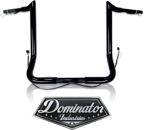 Dominator Industries 1 1/4" PRE-WIRED 16" Meathook Bar Ape Hanger Handlebar Compatible With 2014-2023 Harley-Davidson Bagger Touring Electra, Street Glide, (Gloss Black) Heated Grip Option in Saudi Arabia