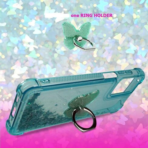 Zase Phone Case for Samsung Galaxy A25 5G Clear Liquid Sparkly Bling Cute Floating Glitters 3D Butterflies Quicksand Shockproof Soft Durable Cover w/Phone Ring Holder (Gradient Blue Purple) in Kuwait