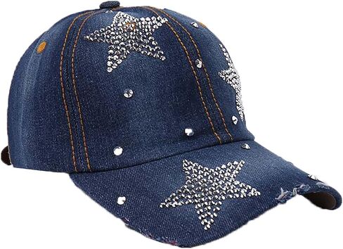 قبعة البيسبول DENESTONE RHINESTONE للنساء للأزياء شمس القبعة المعدنية بوكيل قابلة للتعديل بلينغ الماس مسافر in Kuwait