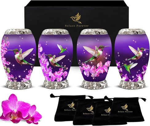 الجرار التذكارية السوداء - الجرار الصغيرة للرماد البشري مجموعة من 4 مع صندوق وحقيبة - جرة حرق الجثث الصغيرة المصنوعة يدويًا - تكريم أحبائك مع الجرة التذكارية للرماد للبالغين الصغيرة - الجرة السوداء للبالغين والرضع in Kuwait