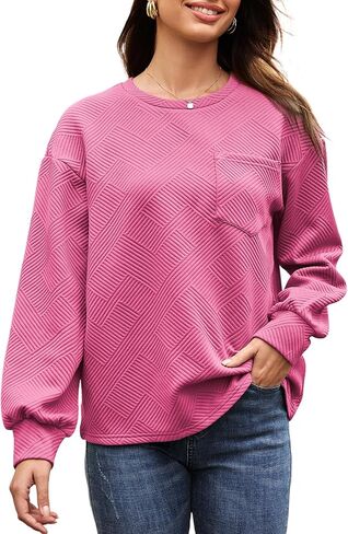 Dokotoo Womens Sweatshirt 2025 عرضة خفيفة الوزن خفيفة الوزن طاقم الرقبة قمم فضفاضة مع جيب in Saudi Arabia