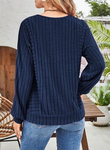 Dokotoo Womens Soft Long Sleeve Crewneck Shirts Fall Casual Loose Fit Knit Tops Blouses in Saudi Arabia