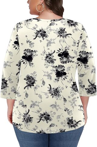 Ivicoer 3/4 Sleeve Tops for Women Plus Size V Neck Tunic Shirt Loose Work Peasant Dressy Casual Flowy Blouses Fashion 2025 in Saudi Arabia