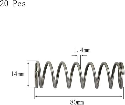 Compression Spring Steel, Compression Spring, Spring Steel, 14 mm OD, 1.4 mm Wire Diameter, 20 mm Free Length, 20 Pcs(1.4x15x80 mm) in Saudi Arabia