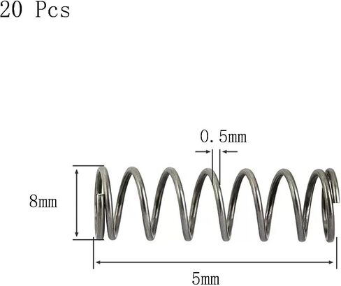 Compression Spring Steel, Compression Spring, Spring Steel, 8 mm OD, 0.5 mm Wire Diameter, 40 mm Free Length, 20 Pcs(0.5x8x50 mm) in Saudi Arabia