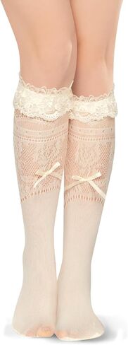 Benefeet Sox إمرأة جوارب شبكية القوس جوارب عالية في الركبة الدانتيل شبكة جوارب طويلة إلى الركب يتوهم لطيف القوس طويل جوارب أنبوبية in Saudi Arabia