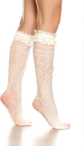 Benefeet Sox إمرأة جوارب شبكية القوس جوارب عالية في الركبة الدانتيل شبكة جوارب طويلة إلى الركب يتوهم لطيف القوس طويل جوارب أنبوبية in Saudi Arabia