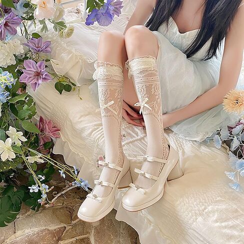Benefeet Sox إمرأة جوارب شبكية القوس جوارب عالية في الركبة الدانتيل شبكة جوارب طويلة إلى الركب يتوهم لطيف القوس طويل جوارب أنبوبية in Saudi Arabia