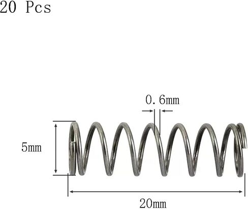 Compression Spring Steel, Compression Spring, Spring Steel, 6 mm OD, 0.6 mm Wire Diameter, 30 mm Free Length, 20 Pcs(0.6x6x35 mm) in Saudi Arabia