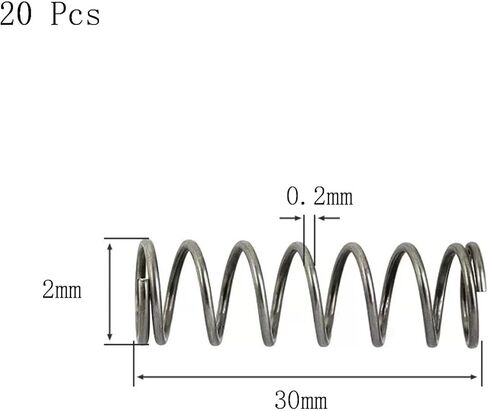 Compression Spring Steel, Compression Spring, Spring Steel, 2 mm OD, 0.2 mm Wire Diameter, 45 mm Free Length, 20 Pcs(0.2x1.5x10 mm) in Kuwait