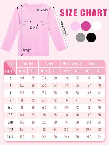 تي شيرتات بأكمام طويلة للفتيات الصغيرات مكونة من 5 قطع من تي شيرتات أساسية بأكمام طويلة من القطن الناعم للفتيات، تي شيرت علوي بفتحة رقبة مستديرة للفتيات بطبقات in Kuwait