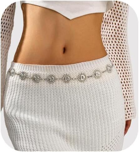 Simple Sunflower Waist Chain Belt Bikini Sun Waist Chains Jewelry Summer Beach Belly Chain Metal Link Chain Belt for Women in Saudi Arabia