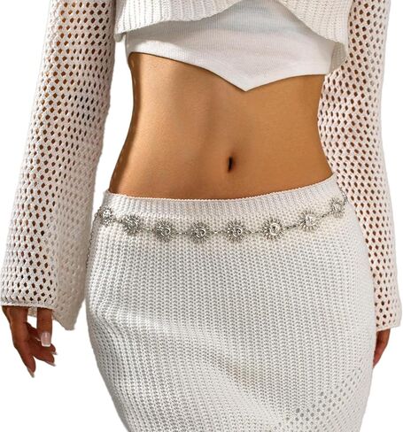 Simple Sunflower Waist Chain Belt Bikini Sun Waist Chains Jewelry Summer Beach Belly Chain Metal Link Chain Belt for Women in Saudi Arabia