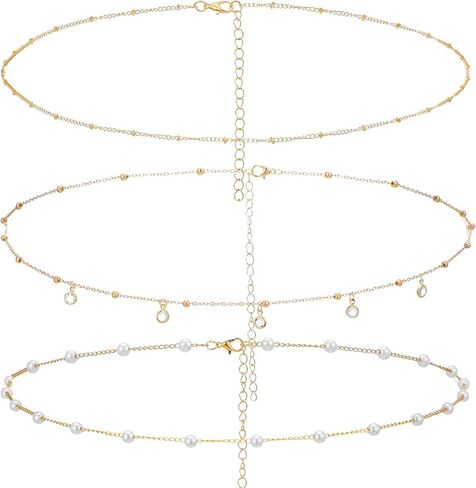 3pcs سلاسل جسم مطلية بالذهب مقاوم للماء حبات الخصر المثيرة سلسلة بوهو شاطئ الخصر سلاسل البطن سلسلة إكسسوارات المجوهرات ذات الطبقات اليومية للأحزمة اليومية للنساء in Saudi Arabia