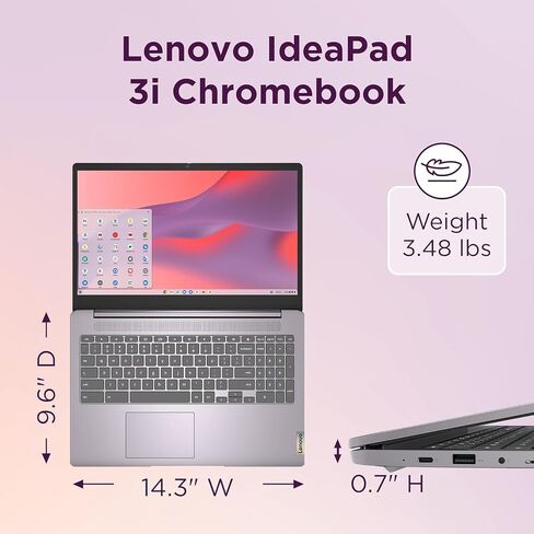 Lenovo Chromebook 15 (15.6" FHD Display, 4GB RAM, 128GB Storage (64GB eMMC + 64GB SD Card) 2TB Cloud Storage, Intel Celeron), Home & Student Laptop, Webcam, Wi-Fi 6, 10-Hr Long Battery Life, Chrome OS in Kuwait