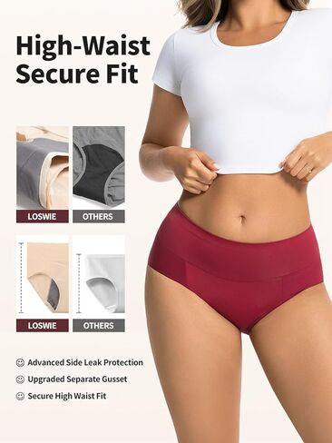 سلس البول Zero Leak للنساء ، 60 مل من فترة امتصاص الملابس الداخلية سلسة مريحة Hi-Waist ، سراويل ما بعد الولادة المقاومة للتسرب والقابلة للغسل ، وحق ما يصل إلى 8 سدادات عادية in Kuwait
