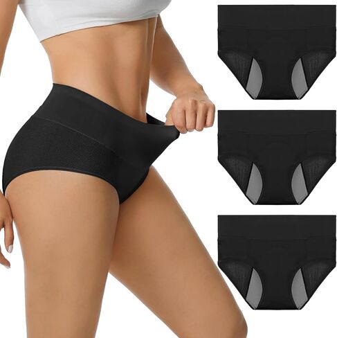 سلس البول Zero Leak للنساء ، 60 مل من فترة امتصاص الملابس الداخلية سلسة مريحة Hi-Waist ، سراويل ما بعد الولادة المقاومة للتسرب والقابلة للغسل ، وحق ما يصل إلى 8 سدادات عادية in Kuwait