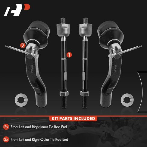 A-Premium Set of 4, Front Inner Outer Tie Rod End Kit, Compatible with Toyota Sienna 2003-2010 in Saudi Arabia