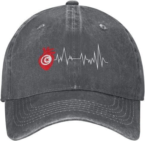 Heartbeat of The Tunisia Flag for Tunisian Pride Stylish Carbon-Colored Water-Resistant Denim Cowboy Hat Outdoor Adventures All Seasons3 in Saudi Arabia